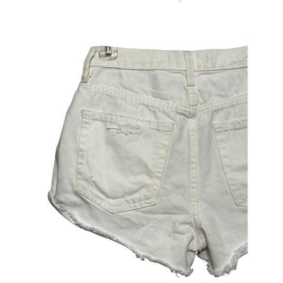 Free People Lasso Denim Short Distressed High Rise Buttoned White Women's 25 NWT - Picture 6 of 10